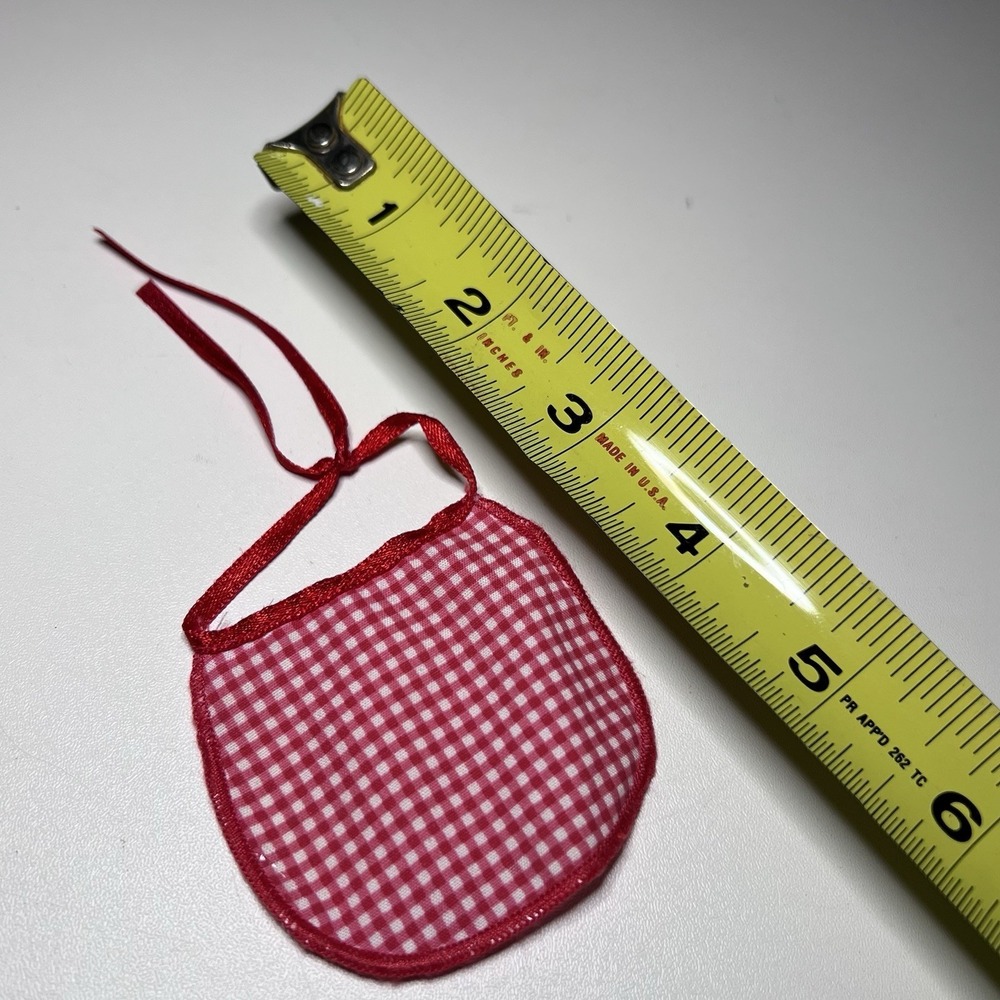 Vtg 11" Fashion Doll Miniature Red & White Gingham Apron - Picture 3 of 3